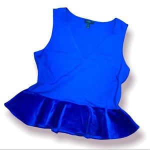 Royal Blue J.CREW Velvet peplum Top